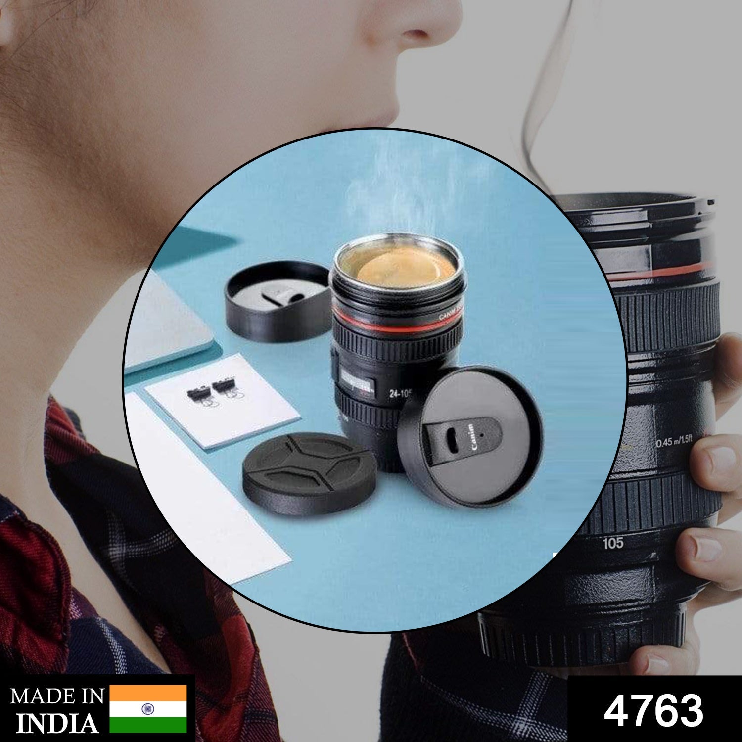 4763 Plastic Camera Lens Stainless Steel Coffee Mug 4763 Plastic Camera Lens Stainless Steel Coffee Mug